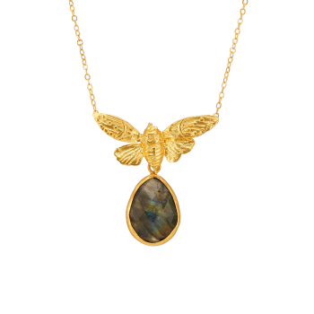 Necklace made from brass, goldplated, Labradorite